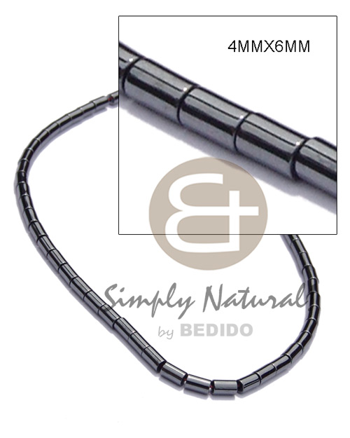 hematite / silvery & shiny opaque stone / tube 4mmx6mm in magic wire - Home