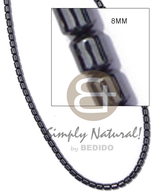 hematite / silvery & shiny opaque stone / drum 8mm in magic wire - Home