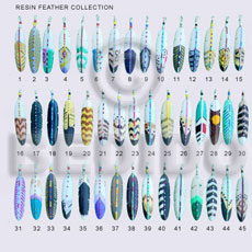 painted resin feather pendant - Resin Pendants