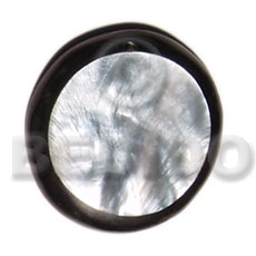50mm hammershell round  thick black resin frame and backing - Shell Pendant