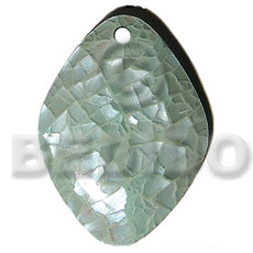 45mmx40mm diamond mint green hammershell cracking  resin backing ( rounded edges) - Shell Pendant