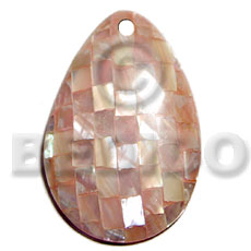 55mmx35mm teardrop in peach color hammershell blocking  resin backing - Shell Pendant