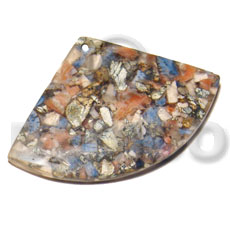 pie cut / crushed limestones in resin 45mmx40mmx10mm - Resin Pendants