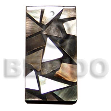 flat 15mmx30mm rectangle  black resin  laminated blacklip chips - Shell Pendant