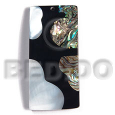 55mmx27mm laminated rectangular paua/kabibe shell  combination  5mm black resin backing - Shell Pendant