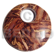 70mm  round laminated wood  banana bark  23mm hole / thickness  9mm - Wooden Pendant