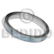 inlaid hammershell in stainless 5mm metal ring / aqua blue - Home