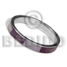 inlaid hammershell in stainless 5mm metal ring / violet and nat. white combination - Home
