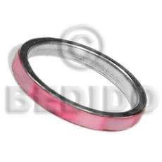 inlaid hammershell in stainless 5mm metal ring / bright pink - Home