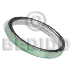 inlaid hammershell in stainless 5mm metal ring / pastel green - Home