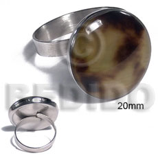 big accent haute hippie ring /adjustable metal/ 20mm round and embossed laminated brownlip tiger - Home