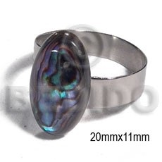 accent haute hippie ring /adjustable metal/ 20mmx11mm oval  embossed paua abalone - Home