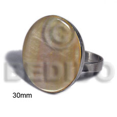 big accent haute hippie ring /adjustable metal / 30mm round flat top and laminated MOP shell - Home
