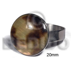 big accent haute hippie ring /adjustable metal  /20mm round embossed and laminated brownlip tiger shell - Home