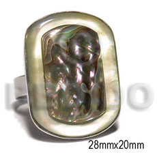 big accent haute hippie 28mmx20mm / adjustable metal ring/  green shell / paua combination - Home