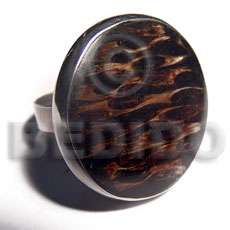 big accent haute hippie round 30mm / adjustable metal ring/  laminated ypil-ypil leaves in black resin - Home