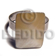 big accent haute hippie rectangular 20mmx15mm / adjustable metal ring/  polished MOP shell - Home