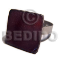 big accent haute hippie  square 20mm / adjustable metal ring/  polished blacktab shell - Home