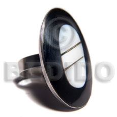 big accent haute hippie oval 37mmx23mm / adjustable metal ring/  kabibe shell in black resin  brass accent /set for bfj525bl - Home