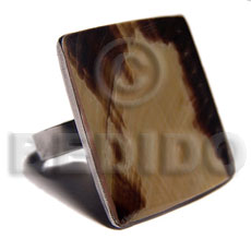 big accent haute hippie square 28mmx28mm / adjustable metal ring/  polished brownlip tiger shell /set for bfj526bl - Home