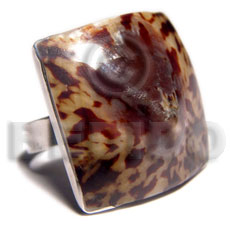 big accent haute hippie square 26mmx26mm / adjustable metal ring/  polished limpet shell /set for bfj539bl - Home