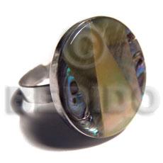 big accent haute hippie round 25mm / adjustable metal ring/  laminated paua, blacklip and MOP combination - Home