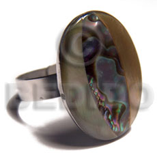 big accent haute hippie oval 20mmx25mm / adjustable metal ring/  laminated paua/blacklip/brownlip combination - Home