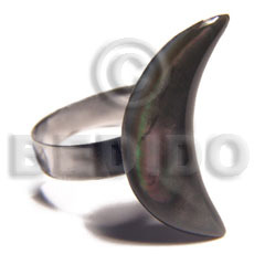 big accent haute hippie quarter moon 25mmx18mm / adjustable metal ring /  laminated blacklip - Home