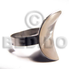 big accent haute hippie quarter moon 25mmx18mm / adjustable metal ring /  laminated kabibe shell - Home