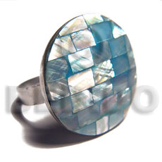 big accent haute hippie round 30mm / adjustable metal ring / laminated hammershell blue blocking - Home