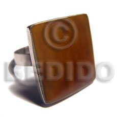 big accent haute hippie square 28mm / adjustable metal ring/  laminated browntab shell - Home