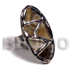 brownlip tiger /  oval 40mmx20mm / adjustable ring/  molten silver metal series / electroplated / sr-r-04 - Home