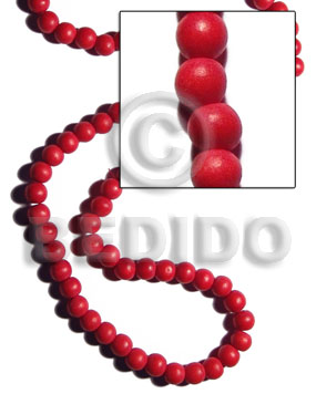 10mm natural white  round wood beads dyed in red - Home