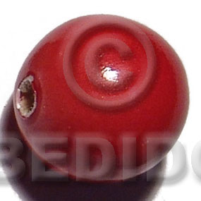 25mm nat. wood beads  in high gloss paint / red / 15 pcs - Home