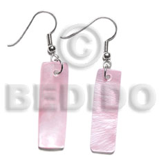 dangling 30x10mm pastel pink hammershelll bar earrings - Home