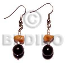 dangling black buri beads/red corals combination - Home