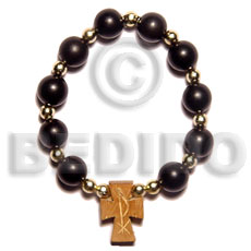 black buri seeds/wood beads rosary bracelet - Home
