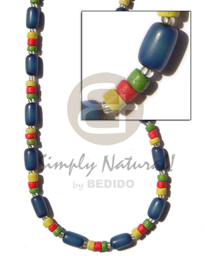 blue buri tube  yellored/green/coco Pokalet & glass beads - Home