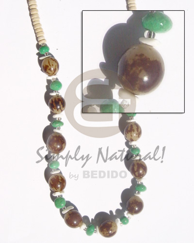 10 mm buri beads green stone/white rose/coco - Home