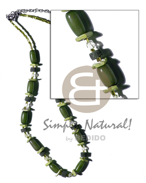 buri,colored white rose & limestone combination  cut beads & acrylic crystals / olive green tones - Home