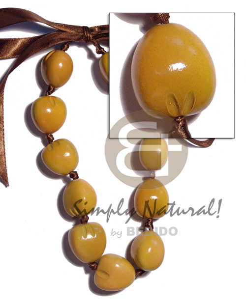 kukui nut  choker in graduated golden  yellow ( 11pcs. ) / adjustable ribbon - Home