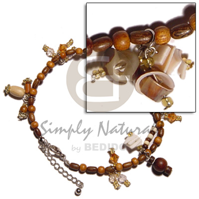 wood beads  dangling seeds, coco, shells and acrylic crystals - Home