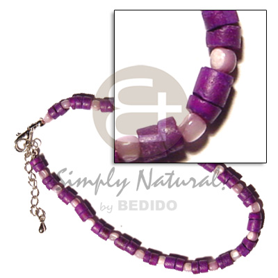 violet 4-5mm coco heishe  troca beads combination - Home