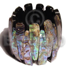 elastic paua abalone bangle  black resin backing ht=55mm - Shell Bangles