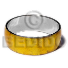laminated golden yellow capiz  in 1 inch  stainless metal / 65mm in diameter - Shell Bangles