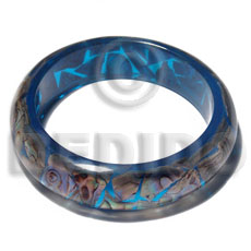 h=37mm thickness=10mm inner diameter=65mm paua shells laminated in ocean blue clear resin - Shell Bangles