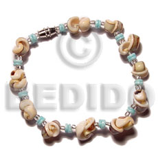 popcorn luhuanus  blue white clams and glass beads combination - Home