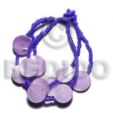 3 rows glass beads w / multiple back to back round lilac 15mm hammershell - Home