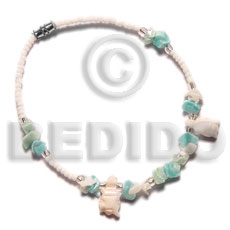 fetish luhuanus turtle  shells & white glass beads combination - Home