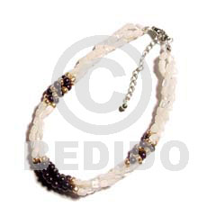 twisted troca rice bead & 2-3mm coco Pokalet. black  gold metallic beads - Home